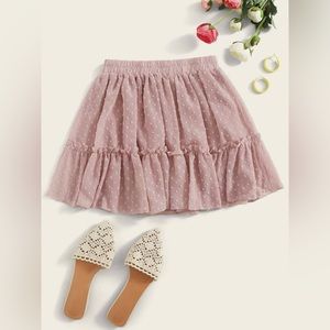 Blush Pink Ruffle Mini Skirt
